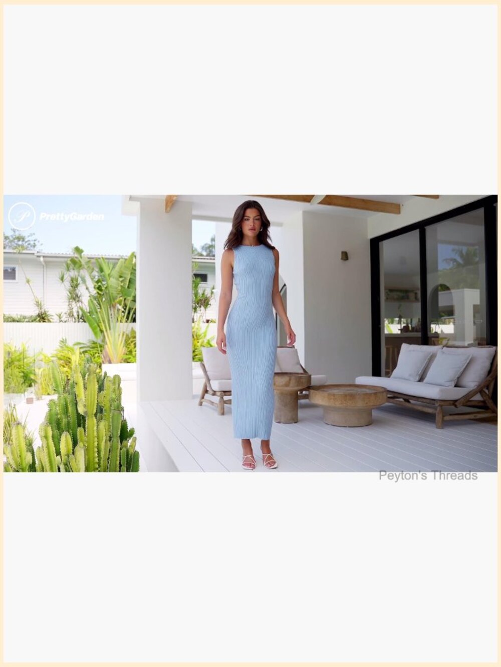 Sleeveless Knit Ribbed Bodycon Maxi Dress Crewneck Casual Summer - Picture 7 of 7